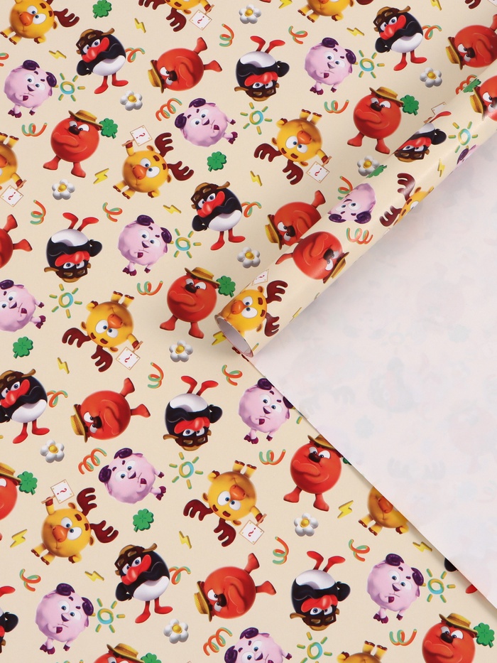 Бумага упаковочная глянцевая «Смешарики», 50×70 см